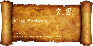 Klug Barbara névjegykártya